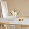 Small Artificial Flowers in Ceramic Vase 13.5" Centerpieces Coffee Table Decor, Silk Flower Arrangements for Home Decor Indoor Fake Flower Bouquet for Dining Room Kitchen Wedding, White